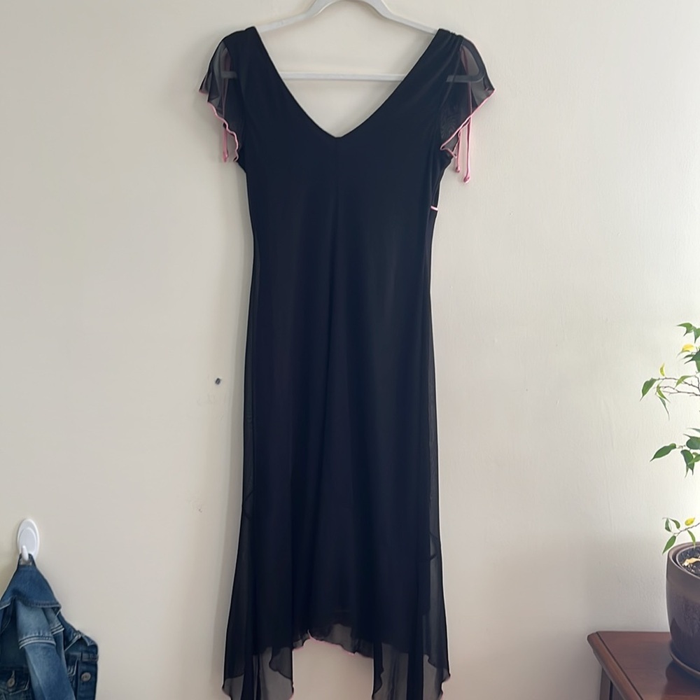 Vintage Y2K Flouncy MIDI Dress Handkerchief Hem Chiffon Fairycore Empire S 90s - Picture 6 of 8